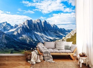 Papier Peint Panoramique XXL Nature Crêtes de montagne, ciel bleu au sommet d'une montagne - Photo Murale Intissé - Img 3