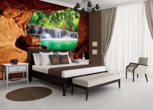 Papier Peint 3D Panoramique XXL Nature Rivière dans la forêt, belle image de la nature - Photo Murale Intissé - Img 2