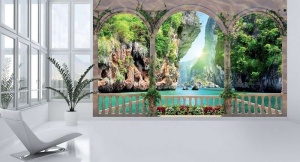 Papier Peint Panoramique XXL Mer 3D avec une vue imprenable - Photo Murale Intissé - Img 2