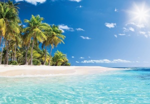 Papier Peint Panoramique XXL Mer Plage des Caraïbes - Photo Murale Intissé