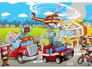 Papier Peint pour enfants de pompier - Photo Murale Intissé