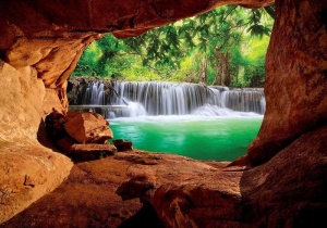 Papier Peint 3D Panoramique XXL Nature Rivière dans la forêt, belle image de la nature - Photo Murale Intissé