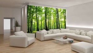 Papier Peint Panoramique XXL Nature Bois verts au printemps - Photo Murale Intissé - 186 - Img 3