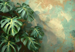 Papier Peint Panoramique XXL Nature Feuilles de Monstera - Photo Murale Intissé