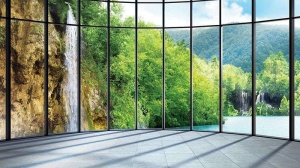 Papier Peint Panoramique XXL Nature Forêt verte et cascade 3d - Photo Murale Intissé