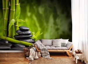 Papier Peint Panoramique XXL Nature relaxant - bambou et pierres zen - Photo Murale Intissé relaxant - 13036 - Img 4