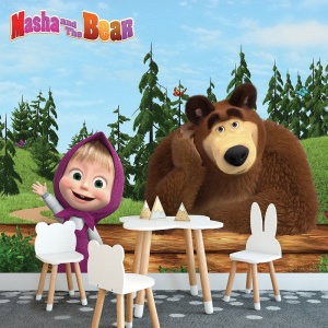 Papier peint pour enfants - Masha et l'ours dans une forêt verte - 13663 - Img 3