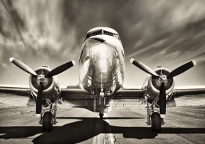 Poster en noir et blanc d'ancien avion - 11728 - Img 1