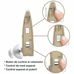 Aparat auditiv VHP-1305 cu buton de control al volumului, mod și putere