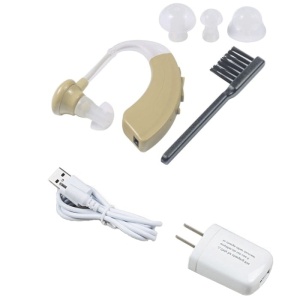 Set aparat auditiv reîncărcabil retroauricular VHP-220T cu olive, perie și cablu USB
