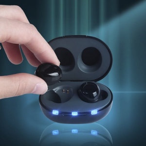 Aparat auditiv digital JH-A39, negru, design modern cu dop de silicon, reîncărcabil