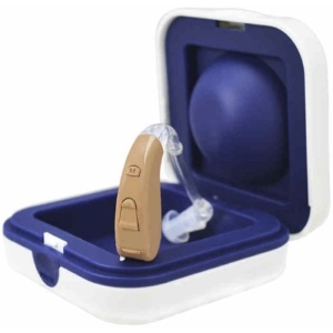 Amplificator Auditiv (Aparat Auditiv) Digital VHP-703 cu Tub de Aer – prezentat în cutia de protecție, ideal pentru transport și depozitare.