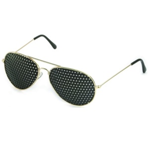 Ochelari Pinhole model F cu ramă metalică pentru exerciții oculare.