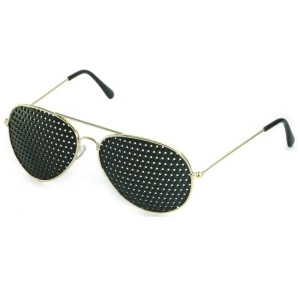 Ochelari Pinhole model F cu ramă metalică pentru exerciții oculare.