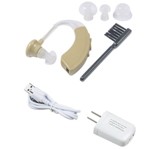 Set aparat auditiv VHP-220T cu olive, perie de curățare, cablu USB și încărcător