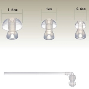 Accesorii pentru Amplificator Auditiv (Aparat Auditiv) VHP-703 – tub de aer și 3 olive siliconice de dimensiuni diferite: 1.5 cm, 1 cm și 0.6 cm.