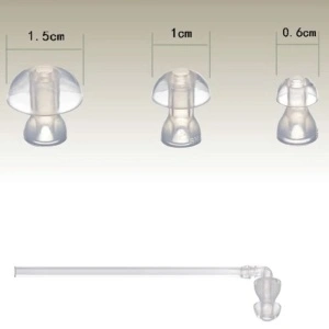 Accesorii pentru Amplificator Auditiv (Aparat Auditiv) VHP-703 – tub de aer și 3 olive siliconice de dimensiuni diferite: 1.5 cm, 1 cm și 0.6 cm.