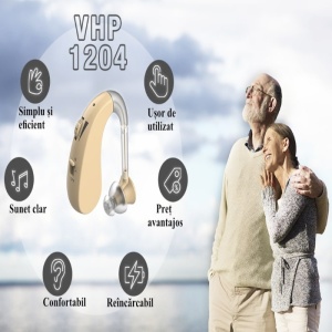 Amplificator auditiv (aparat auditiv) VHP-1204 – reîncărcabil, simplu, eficient și confortabil, ideal pentru seniori