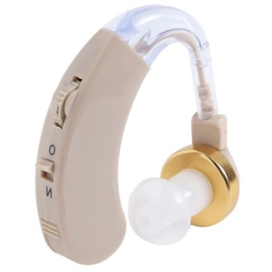 Aparat auditiv retroauricular JIH-117 bej cu dop siliconic și control pornit/oprit