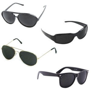 Set 4 buc Ochelari Pinhole-Stenopici cu Gaurele pentru Protectie si Corectarea Vederii