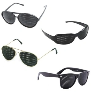 Set 4 buc Ochelari Pinhole-Stenopici cu Gaurele pentru Protectie si Corectarea Vederii