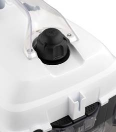 A close-up of a white and black vacuum cleaner
AI-generated content may be incorrect.