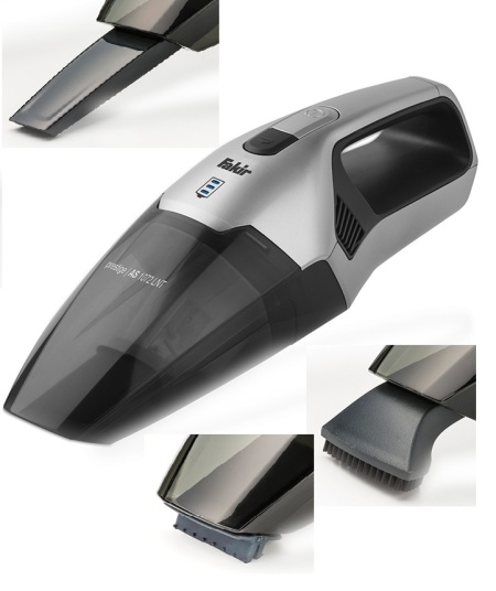 Aspirator de mana Fakir, Li-Ion 7,4V, umed/uscat, 23 min functionare, 0.4l uscat, 0.25l umed, filtru lavabil, Argintiu