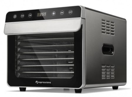 Deshidrator alimente cu 8 tavi Smart Food Espressions, 700W, Carcasa si tavi inox, Termostat 35-85°C, Timer 48 ore, Inox