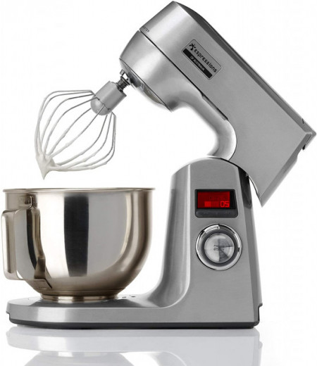 Mixer planetar profesional Espressions MixMaster Combo 1200 W, Bol inox 4.5L, Accesoriu pentru tocat carne, 12 viteze, Inox