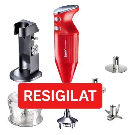 Mixer Bamix DeLuxe 200W, Motor profesional, Rasnita, Stand DeLuxe, 3 lame, Rosu - PRODUS RESIGILAT