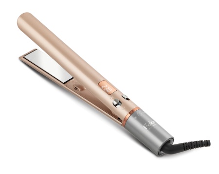 Placă de îndreptat părul Fakir Glow Keratin, 44W, Plăci 3D ceramice mobile cu Keratină și Ulei de nucă de cocos, Ionizare, 12 setări temp. (120°C-230°C), Afișaj digital LED, Încălzire rapidă în 40 secunde, Oprire automată, Cablu 360°, 2.5m, Roz metalizat