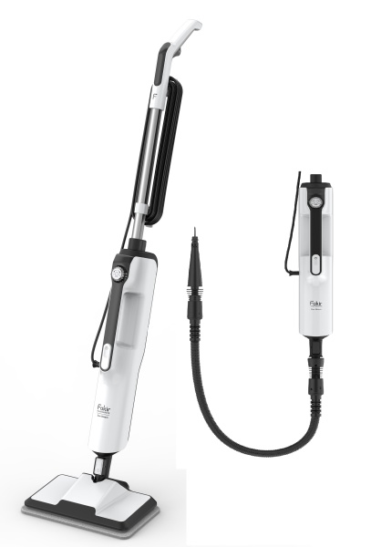 Aparat de curatat cu aburi 2 in 1 Fakir Duo Steam, 1400W, rezervor 380ml, 15-32 ml/min, 9 accesorii incluse, Incalzire in 15 sec, Alb