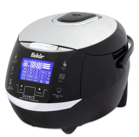 Multicooker Fakir Guvech, 20 de programe incl. Abur si Sous-vide, 1000W, 5 L, Timer 24 h, Afisaj LCD si control Touch, Negru