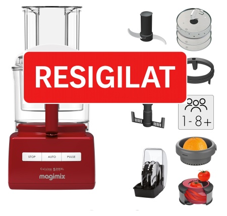 Robot multifunctional Magimix CS5200XL Premium, 1100W, Motor profesional cu 30 ani garantie, 3 boluri (3.6L/2.6L/1.2L), Viteza automata, Fabr. in Franta, Rosu, PRODUS RESIGILAT