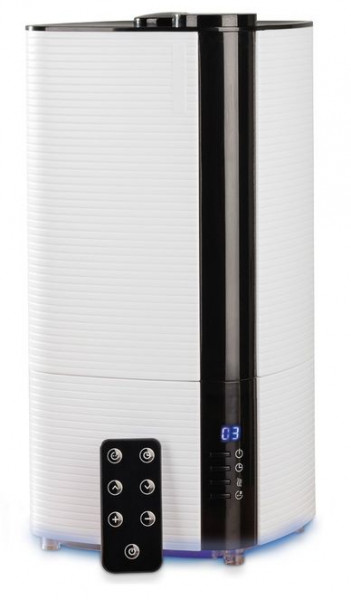 Umidificator ultrasunete Fakir Airwell, rezervor 4 l, 300 ml/h, Senzor de umiditate, Higrostat, Filtru ceramic, Afisaj LCD, Iluminare speciala, Telecomanda, Timer