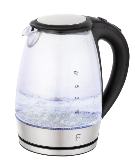 Fierbator electric Fakir Picardi, 1.8L, 2200w, Oprire automata, Iluminare LED, Sticla/Inox