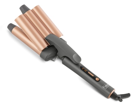 Ondulator de păr Fakir Ion Fusion, 126W, 3 tuburi 28mm, 10 setări temp. (120–210°C), Ionizare, Ceramică cu ulei de argan, LED, Auto-off, Antracit