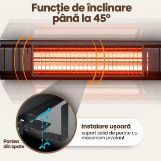 Incalzitor terasa cu infrarosu Komodo Flores 3000 W, IP65 interior-exterior, 9 trepte, 35 mp, 45° C, telecomanda si aplicatie, negru - Img 9