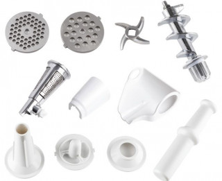 Masina de tocat Fakir Rissole, 1800W, Accesoriu rosii, Accesorii carnati si kebbe, Corp metalic, Functie reverse, Cutite si discuri inox, Silver - Img 3