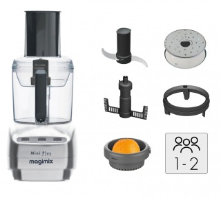 [RESIGILAT] Robot multifunctional MAGIMIX Le Mini Plus, 400W, Motor profesional cu 30 ani garantie, 2 boluri (1.7L/0.5L), Viteza automata, Fabr. in Franta, Crom