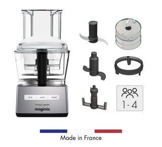 Robot multifunctional MAGIMIX CS3200XL, 650W, Motor profesional cu 30 ani garantie, 3 boluri (2.6L/2.2L/1.2L), Viteza automata, Fabr. in Franta, Crom