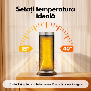 Aeroterma ceramica Komodo Cozi+ 2000 W, 20 m2, Timer, Oscilatie 90°, negru - Img 4