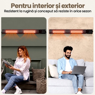 Incalzitor terasa cu infrarosu Komodo Flores 3000 W, IP65, 9 trepte, 35 mp, telecomanda si aplicatie, negru - Img 6
