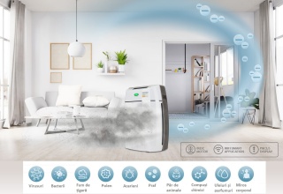Purificator aer si ionizator Fakir Luminoso Smart, 6 trepte de filtrare, incl. Fotocatalitic TiO2, UV si HEPA H14, Aplicatie mobila, 50W, minim 25dB, 50 mp, Alb - Img 3