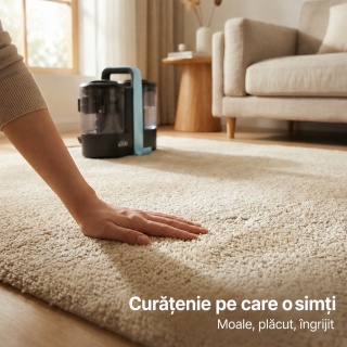 Aspirator cu spalare CleanKoala Carpet Cleaner, pt. canapele, fotolii, mochete, tapiterie auto si alte textile, >12 kPa, injectie extractie,1.5L, IPX4, compact, portabil, ideal auto, Negru - Img 9