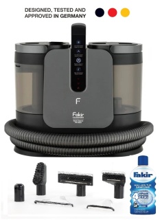 Aspirator cu spalare si abur Fakir PR 5020, 1650W, pentru canapele, fotolii, tapiterie auto, geamuri, gresie si faianta, abur 100°C, aspirare >13 kPa, 4 moduri, gri/negru