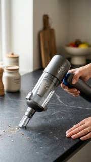Aspirator de mana 4in1 fara fir Fakir AS 150 LT, 17000 Pa, 120W motor BLDC, 11.1V, 35 min, aspirare, suflare, umflare, EPA12, Antracit/Albastru - Img 3