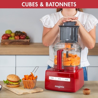 Robot multifunctional Magimix CS5200XL, 1100W, Kit cuburi CADOU, Motor profesional cu 30 ani garantie, 3 boluri (3.6L/2.6L/1.2L), Viteza automata, Fabr. in Franta, Rosu - Img 4