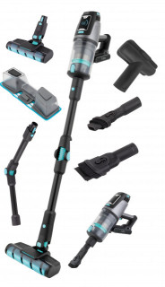 Aspirator vertical si mop Fakir Bolt X Plus Aqua 8472, 550W, 28,8 V, HEPA13 (filtrare 99.9%), autonomie max 1h, 4 trepte de filtrare, Tub flexibil, Ecran LED touch, Recipient praf 600ml, Acumulator detasabil, Perie cu LED, Negru - Img 1