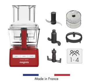 Robot multifunctional MAGIMIX CS3200XL, 650W, Motor profesional cu 30 ani garantie, 3 boluri (2.6L/2.2L/1.2L), Viteza automata, Fabr. in Franta, Rosu